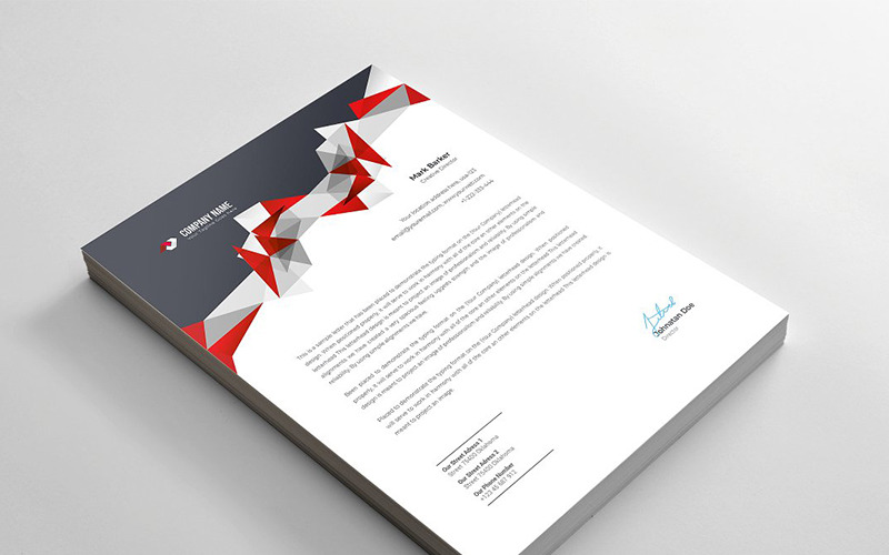 Download Фирменный стиль "Polygonal Letterhead - Corporate Identity Template" / Polygonal Letterhead - Corporate Identity Template - Фирменный стиль на тему графика brand branding business letterhead clean corporate identity creative dark design pad template line modern presentation professional red stationery us