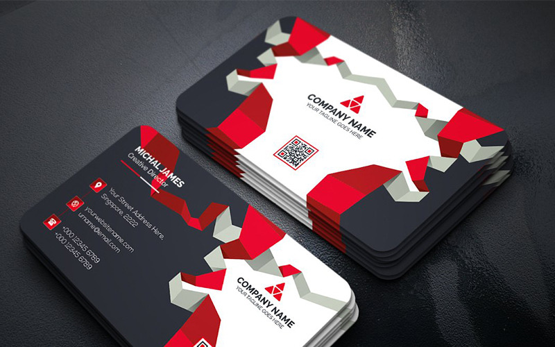 Download Фирменный стиль "Abstract Business Card - Corporate Identity Template" / Abstract Business Card - Corporate Identity Template - Фирменный стиль на тему графика black blue business card design clean corporate creative cyan elegant green line minimalist modern template orange personal print red