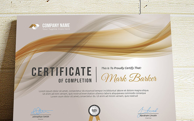 Download Шаблон сертификата "Abstract Certificate Template" / Abstract Certificate Template - Шаблон сертификата на тему графика certificate corporate decorative diploma elegant excellence frame graduation green modern multicolor ornament ornaments paper print ready template professional red simple