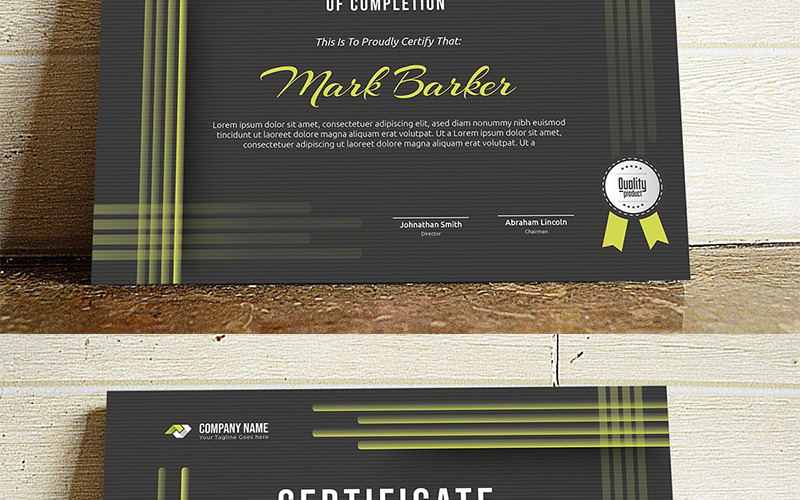 Download Шаблон сертификата "Abstract Dark Certificate Template" / Abstract Dark Certificate Template - Шаблон сертификата на тему графика certificate corporate decorative diploma elegant excellence frame graduation green modern multicolor ornament ornaments paper print ready template professional red simple