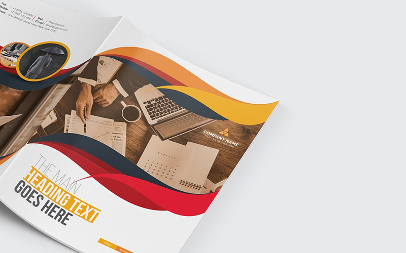 Download Фирменный стиль "Curvy Modern Bifold Brochure - Corporate Identity Template" / Curvy Modern Bifold Brochure - Corporate Identity Template - Фирменный стиль на тему графика abstract agency bi-fold brochure bifold blue business clean company profile corporate creative creativity fold gradient green market marketing modern multipurpose