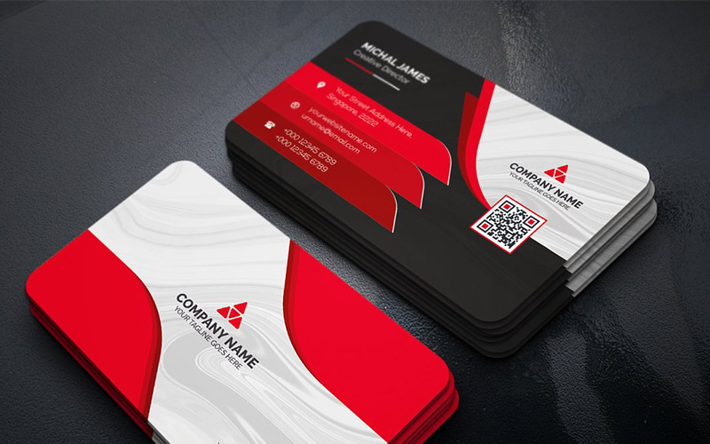 Download Фирменный стиль "Curvy Modern Business Card - Corporate Identity Template" / Curvy Modern Business Card - Corporate Identity Template - Фирменный стиль на тему графика black blue business card design clean corporate creative cyan elegant green line minimalist modern template orange personal print red