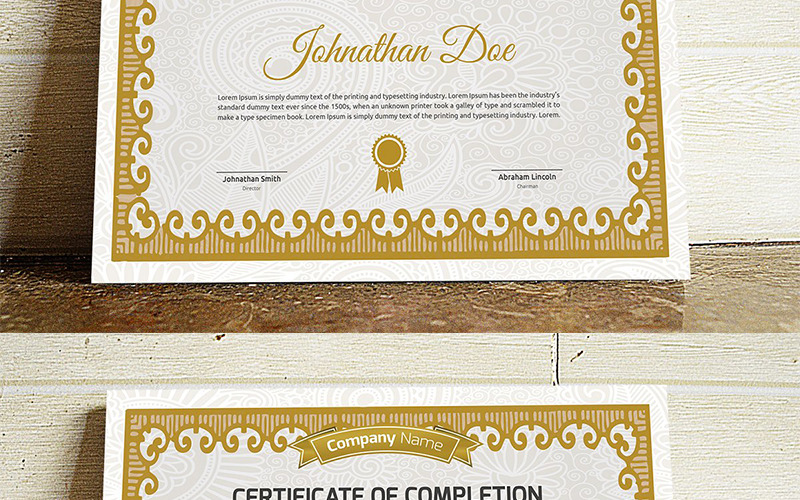 Download Шаблон сертификата "Decorative Certificate Template" / Decorative Certificate Template - Шаблон сертификата на тему графика certificate corporate decorative diploma elegant excellence frame graduation green modern multicolor ornament ornaments paper print ready template professional red simple