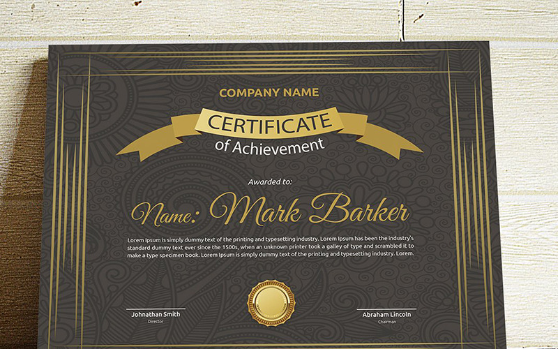 Download Шаблон сертификата "Elegant Retro Certificate Template" / Elegant Retro Certificate Template - Шаблон сертификата на тему графика certificate corporate decorative diploma elegant excellence frame graduation green modern multicolor ornament ornaments paper print ready template professional red simple