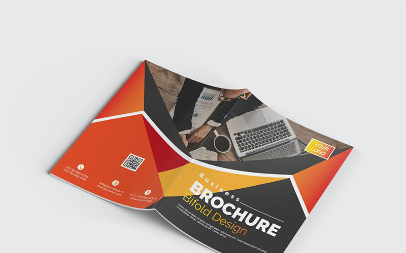 Geometrisk tvåfaldig broschyr - mall för företagsidentitet