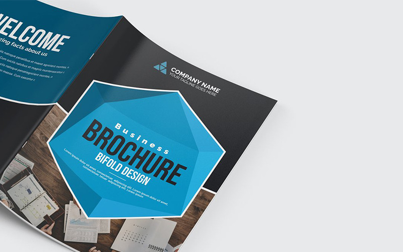 Geometrisk tvåfaldig broschyr - mall för företagsidentitet