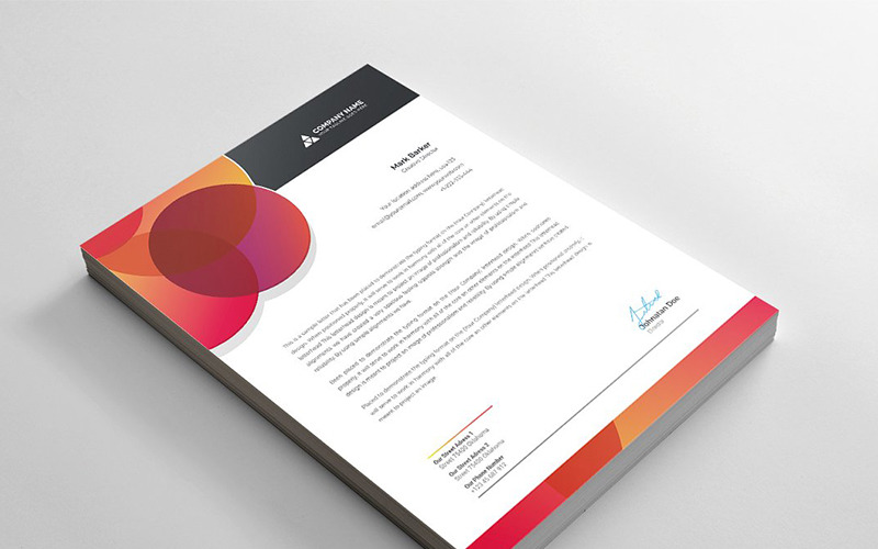 Download Фирменный стиль "Modern Letterhead - Corporate Identity Template" / Modern Letterhead - Corporate Identity Template - Фирменный стиль на тему графика brand branding business letterhead clean corporate identity creative dark design pad template line modern presentation professional red stationery us