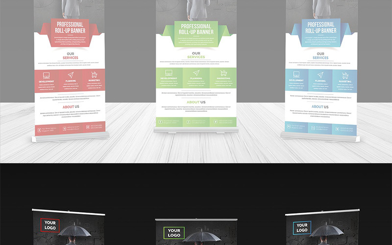 Download Фирменный стиль "Roll-up Banner - Corporate Identity Template" / Roll-up Banner - Corporate Identity Template - Фирменный стиль на тему графика advert advertise ai banner signage template banners billboard blue business roll up clean corporate display eps file global graphic illustrator