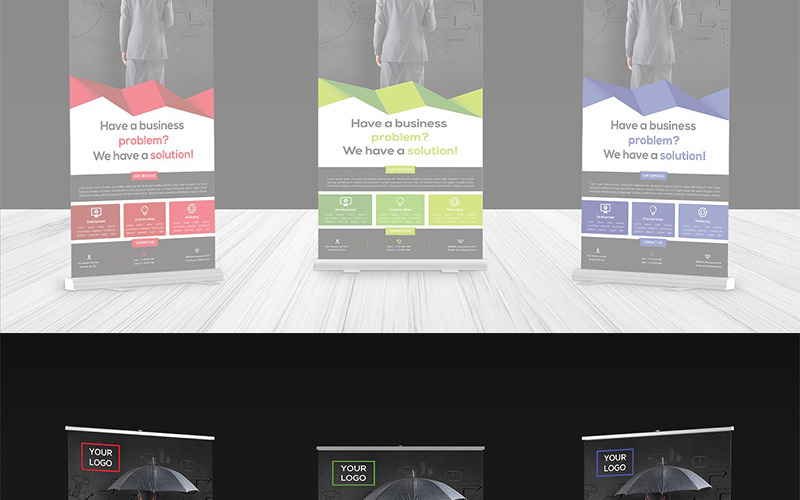 Download Фирменный стиль "Roll-up Banner - Corporate Identity Template" / Roll-up Banner - Corporate Identity Template - Фирменный стиль на тему графика advert advertise ai banner signage template banners billboard blue business roll up clean corporate display eps file global graphic illustrator