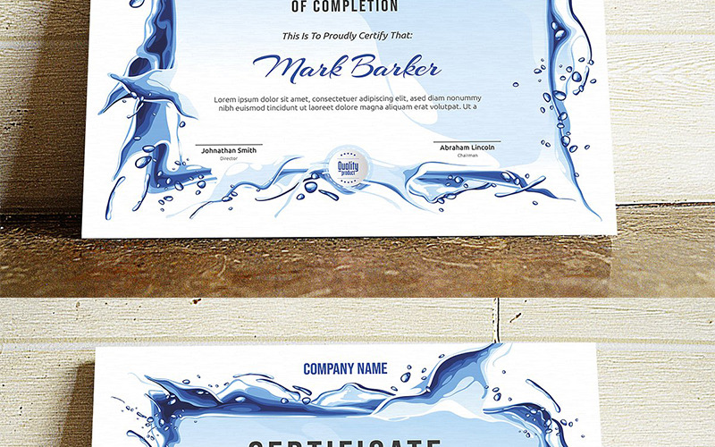 Splash-Zertifikat-Vorlage