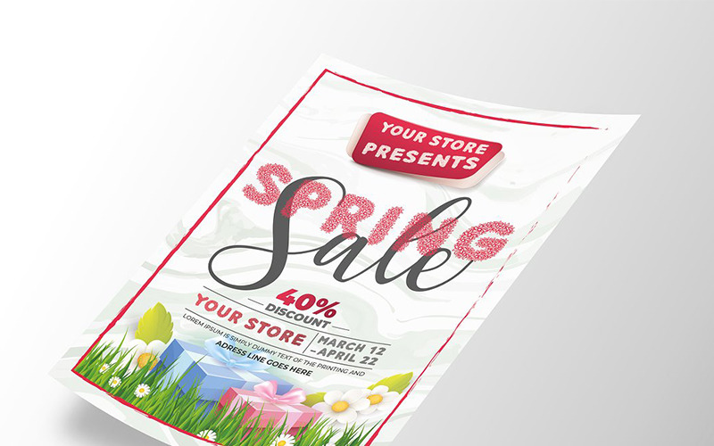 Download Фирменный стиль "Spring Sale Flyer - Corporate Identity Template" / Spring Sale Flyer - Corporate Identity Template - Фирменный стиль на тему графика background beautiful border botanical brochure business commerce decorative discount event floral flower flyer frame garden gouache marketing nature party plant