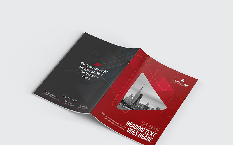 Download Фирменный стиль "Triangular Bifold Brochure - Corporate Identity Template" / Triangular Bifold Brochure - Corporate Identity Template - Фирменный стиль на тему графика abstract agency bi-fold brochure bifold blue business clean company profile corporate creative creativity fold gradient green market marketing modern multipurpose