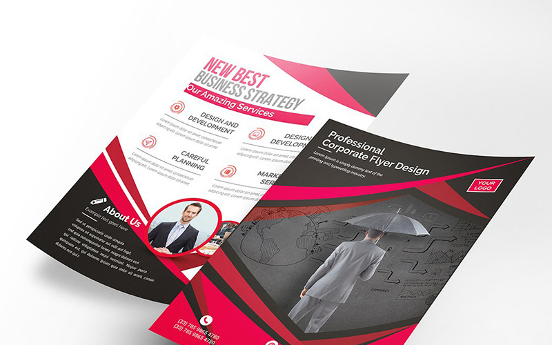 Download Фирменный стиль "Both Side Geometric Flyer - Corporate Identity Template" / Both Side Geometric Flyer - Corporate Identity Template - Фирменный стиль на тему графика black blue flyer both side flyer business card creative designer graphic green magazine official print professional simple standard web white