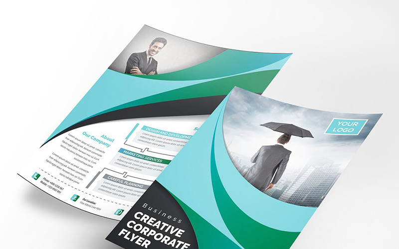 Download Фирменный стиль "Curvy Both Side Flyer - Corporate Identity Template" / Curvy Both Side Flyer - Corporate Identity Template - Фирменный стиль на тему графика abstract flyer advert advertisement agency agent business clean design conference flyer corporate creative editable template group study illustrator marketing