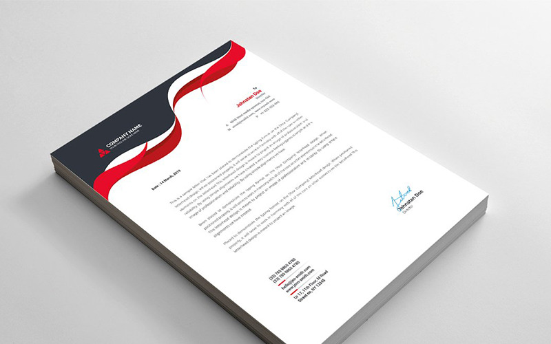 Download Фирменный стиль "Curvy Modern Letterhead - Corporate Identity Template" / Curvy Modern Letterhead - Corporate Identity Template - Фирменный стиль на тему графика brand branding business letterhead clean corporate identity creative dark design pad template line modern presentation professional red stationery us