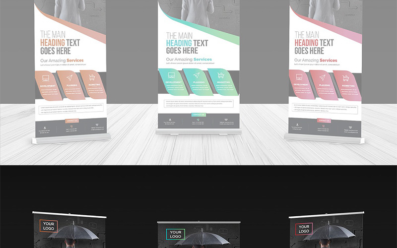 Download Фирменный стиль "Curvy Modern Roll-up Banner - Corporate Identity Template" / Curvy Modern Roll-up Banner - Corporate Identity Template - Фирменный стиль на тему графика abstract ads advert advertisement agency billboard box branding bunting cube design digital editable geometry graphic hanging banner layered light marketing