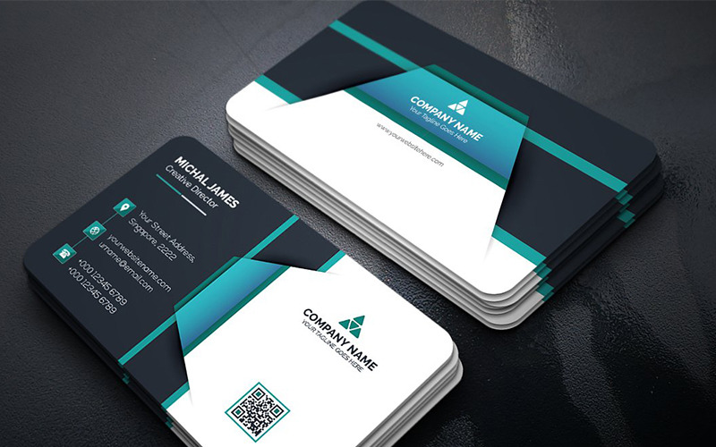 Download Фирменный стиль "Dark Geometric Business Card - Corporate Identity Template" / Dark Geometric Business Card - Corporate Identity Template - Фирменный стиль на тему графика art blue business card cards colorful corporate creative flyers food green hi-quality modern official photography professional real estate red