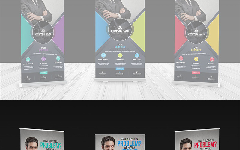 Download Фирменный стиль "Geometric Multicolor Roll-up Banner - Corporate Identity Template" / Geometric Multicolor Roll-up Banner - Corporate Identity Template - Фирменный стиль на тему графика abstract ads advert advertisement agency billboard box branding bunting cube design digital editable geometry graphic hanging banner layered light marketing