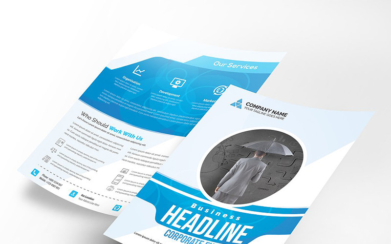 Download Фирменный стиль "Both Side Geometric Flyer - Corporate Identity Template" / Both Side Geometric Flyer - Corporate Identity Template - Фирменный стиль на тему графика black blue flyer both side flyer business card creative designer graphic green magazine official print professional simple standard web white