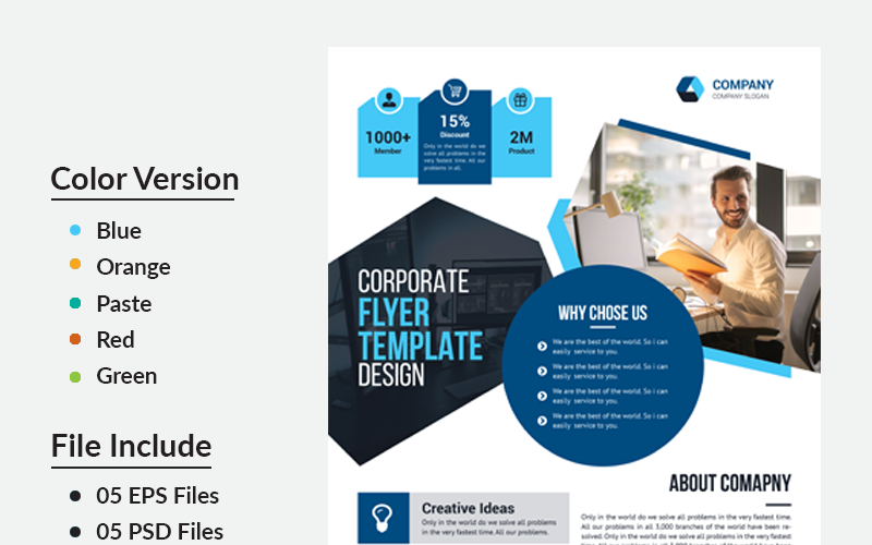 Download Фирменный стиль "Business Flyer - Corporate Identity Template" / Business Flyer - Corporate Identity Template - Фирменный стиль на тему графика psd flyer corporate liflet computer internet stationery poster id kit blue hi-quality official sample business logo professional modern art standard