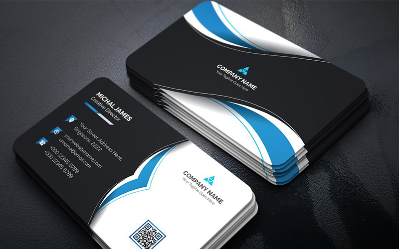 Download Фирменный стиль "Curvy Dark Business Card - Corporate Identity Template" / Curvy Dark Business Card - Corporate Identity Template - Фирменный стиль на тему графика art blue business card cards colorful corporate creative flyers food green hi-quality modern official photography professional real estate red
