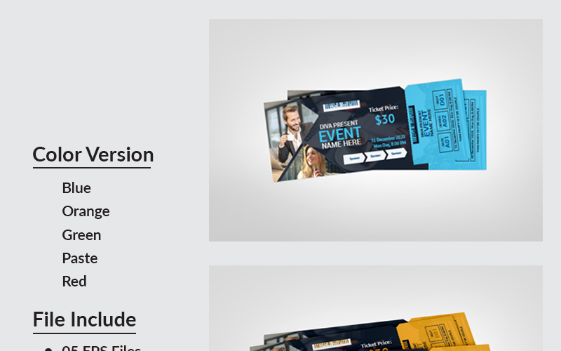 Download Фирменный стиль "Sports Event Ticket - Corporate Identity Template" / Sports Event Ticket - Corporate Identity Template - Фирменный стиль на тему графика carnival club ticket concert tickets conference contemporary editable entrance event modern movie night music nightclub party pattern pretty season series