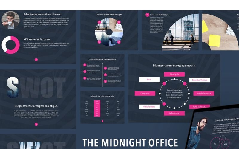 Middernachtkantoor PowerPoint-sjabloon