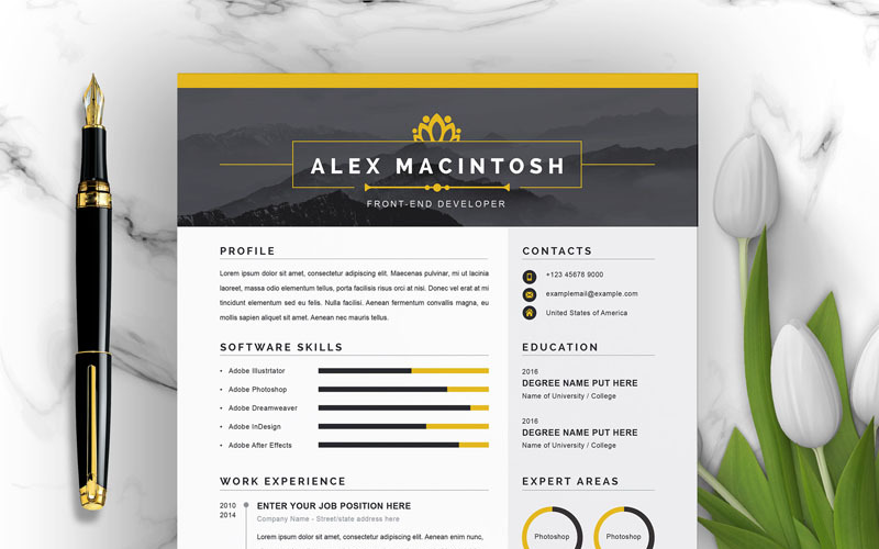 Download Резюме "Alex Resume Template" / Alex Resume Template - Резюме на тему графика clean cv resume creative curriculum vita template free professional word
