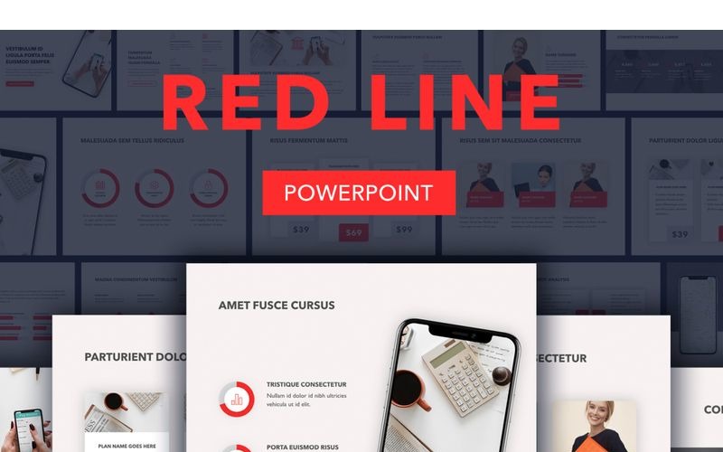 Червона лінія шаблон PowerPoint