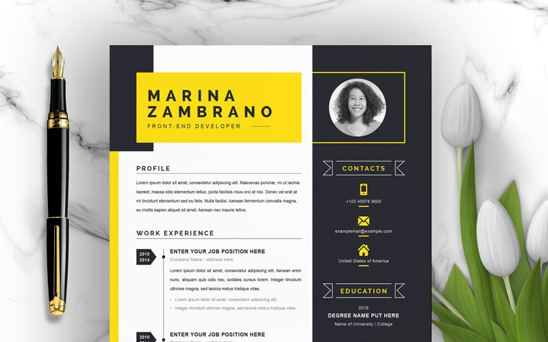 Download Резюме "Marina Zambrano Resume Template" / Marina Zambrano Resume Template - Резюме на тему графика clean cv resume creative curriculum vita template free professional word