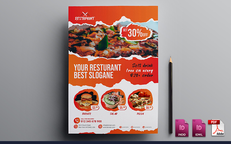 Download Фирменный стиль "Restaurant Promotional Flyer - Corporate Identity Template" / Restaurant Promotional Flyer - Corporate Identity Template - Фирменный стиль на тему графика food restaurant promotional flyer flyers marketing sales offer