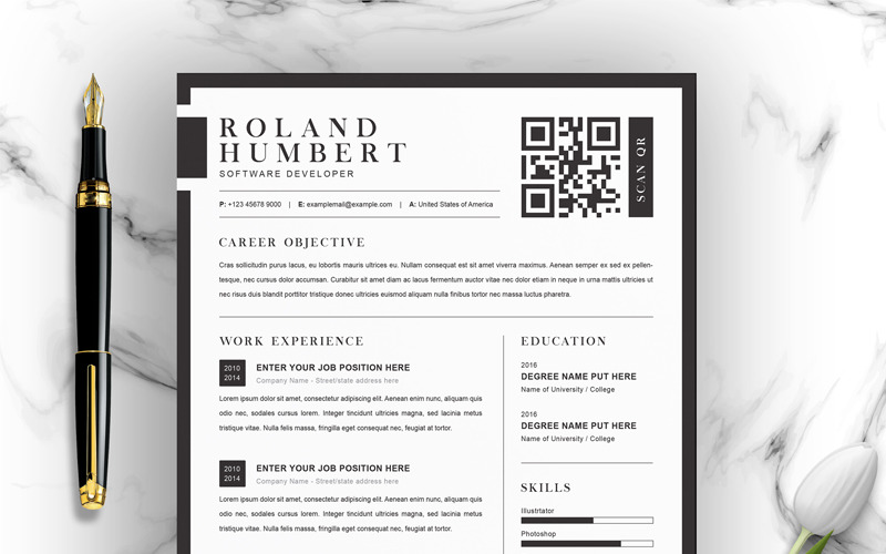 Download Резюме "Roland Resume Template" / Roland Resume Template - Резюме на тему графика clean cv resume creative curriculum vita template free professional word