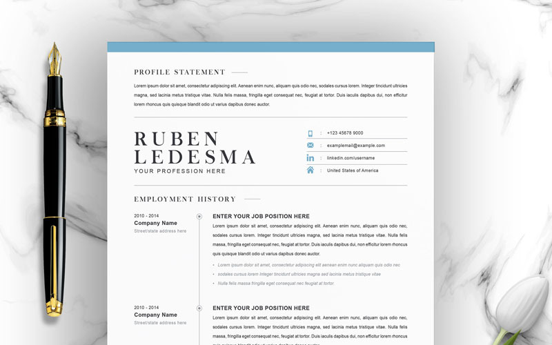 Download Резюме "Ruben Resume Template" / Ruben Resume Template - Резюме на тему графика clean cv resume creative curriculum vita template free professional word