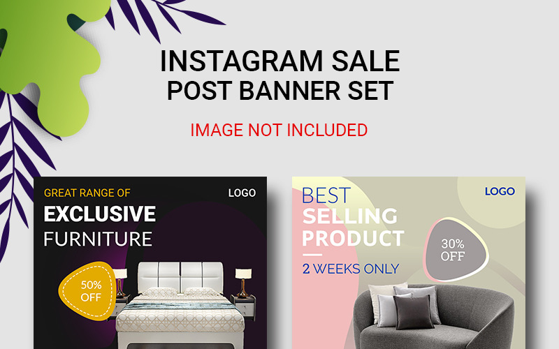 Conjunto de post de venda do Instagram de móveis. Modelo de mídia social