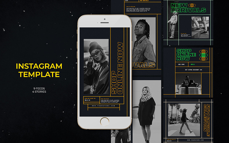 Download Шаблон для соцсетей "Fashion Instagram Social Media Template" / Fashion Instagram Social Media Template - Шаблон для соцсетей на тему графика adroll animated banner pack banners business buy clothes clothing cloths coupon deal discount dress fashion flat design gif instagram marketing