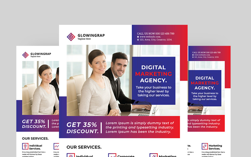 Glowingrap - Agency Flyer - Vorlage für Corporate Identity