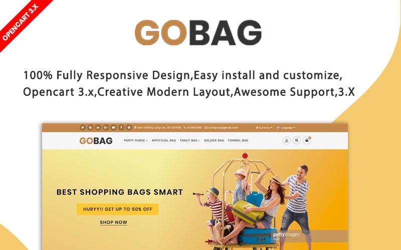Szablon OpenCart responsywnej witryny Gobag