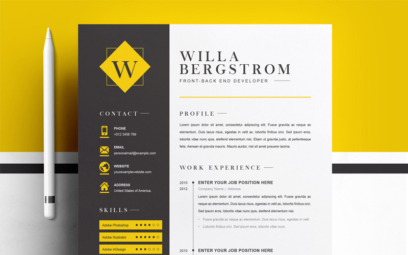 Download Резюме "Willa Resume Template" / Willa Resume Template - Резюме на тему графика clean cv resume creative curriculum vita template free professional word