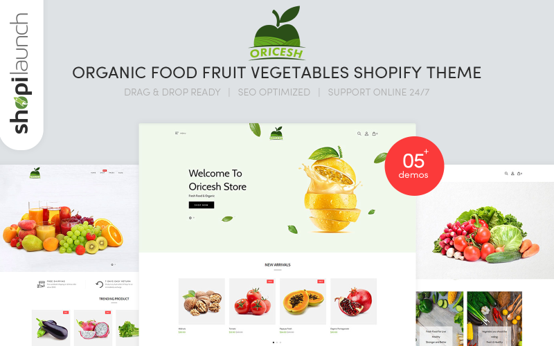 Oricesh - Bioélelmiszer-gyümölcs Zöldség Shopify téma