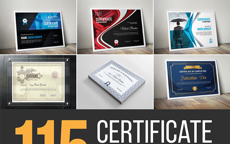 Download Шаблон сертификата "Ultimate Bundle Certificate Template" / Ultimate Bundle Certificate Template - Шаблон сертификата на тему графика certificate corporate decorative diploma elegant excellence frame graduation green modern multicolor ornament ornaments paper print ready template professional bundle pack