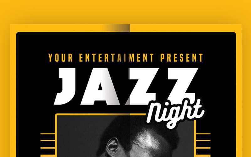 Download Фирменный стиль "Jazz Night Flyer Poster - Corporate Identity Template" / Jazz Night Flyer Poster - Corporate Identity Template - Фирменный стиль на тему графика black blue blues board classic club concert drink elegant festival flyer friends girl glamour guitar jazz light model music night