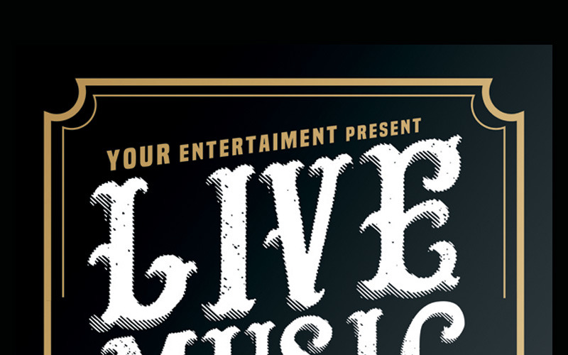 Download Фирменный стиль "Live Music Typography Poster Flyer - Corporate Identity Template" / Live Music Typography Poster Flyer - Corporate Identity Template - Фирменный стиль на тему графика bar club concert dark design evening event flyer font free entry friday jam session music night party post promote promotion