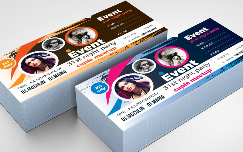 Download Фирменный стиль "Night Party Event Ticket - Corporate Identity Template" / Night Party Event Ticket - Corporate Identity Template - Фирменный стиль на тему графика ticket event 2020 party couple meetup cinema concert carnival invitationundefined