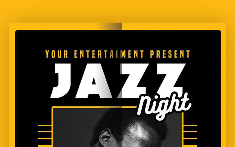 Plakat ulotki jazzowej nocy - szablon tożsamości korporacyjnej