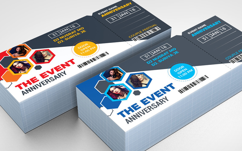 Download Фирменный стиль "Anniversary  Event Ticket - Corporate Identity Template" / Anniversary  Event Ticket - Corporate Identity Template - Фирменный стиль на тему графика ticket event 2020 party couple meetup cinema concert carnival invitationundefined