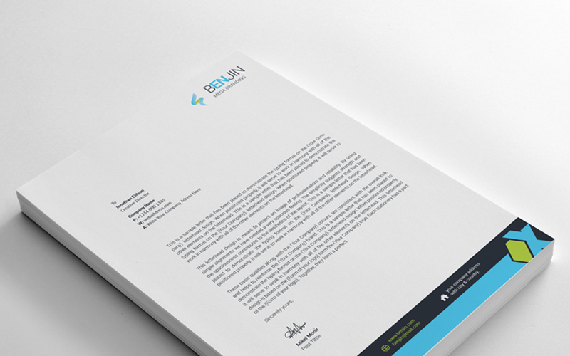 Download Фирменный стиль "BEGA Letterhead - Corporate Identity Template" / BEGA Letterhead - Corporate Identity Template - Фирменный стиль на тему графика black blue both side design business card letterhead creative flyer graphic green landscape letterhead design logo magazine modern official print