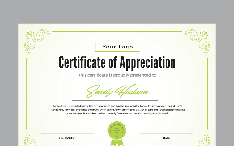 Download Шаблон сертификата "Company Certificate Template" / Company Certificate Template - Шаблон сертификата на тему графика editable completion appreciation achievement certificate custom diploma printed file template graduation