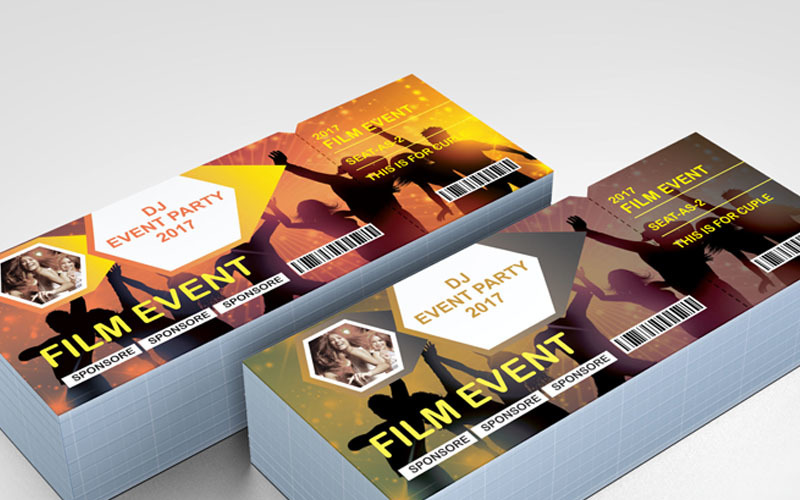 Download Фирменный стиль "Film Ticket - Corporate Identity Template" / Film Ticket - Corporate Identity Template - Фирменный стиль на тему графика ticket event 2020 party couple meetup cinema concert carnival invitationundefined