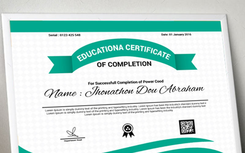 Download Шаблон сертификата "Identity page Certificate Template" / Identity page Certificate Template - Шаблон сертификата на тему графика certificate a4 company corporate diploma flyer frame graduation paper print completion stationary