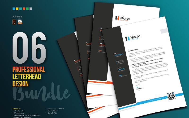 Download Фирменный стиль "Letterhead Design - Corporate Identity Template" / Letterhead Design - Corporate Identity Template - Фирменный стиль на тему графика letterhead template corporate design branding multipurpose company business blue bundle creative professional modern attractive print letter brand clean